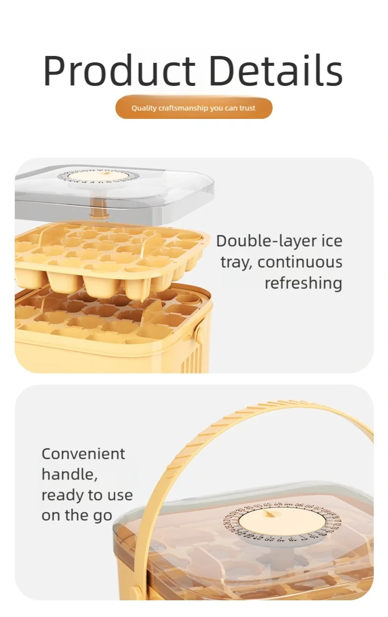 50 grid ice makerNew Large Capacity - Household Food Grade Plastic Double-layer Ice Storage Barrel ice Ball Mold Tools sets