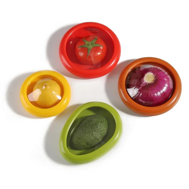 1PC/4Pcs Set Fruit Preservation Storage Box Silicone Film Food Box Sealed Mini Refrigerator for Storage Vegetable Lemon Fresh