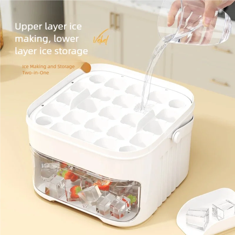 50 grid ice makerNew Large Capacity -  Household Food Grade Plastic Double-layer Ice Storage Barrel ice Ball Mold Tools sets
