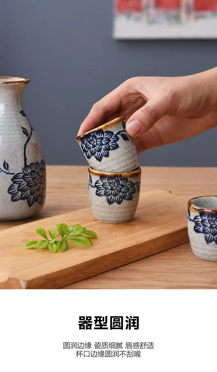 Japanese-style Ceramic Antique White Wine Cup Sake Set Home Retro Coffee Cup Wine Pot Shochu Classical Cup Teacup  Coffee Cups