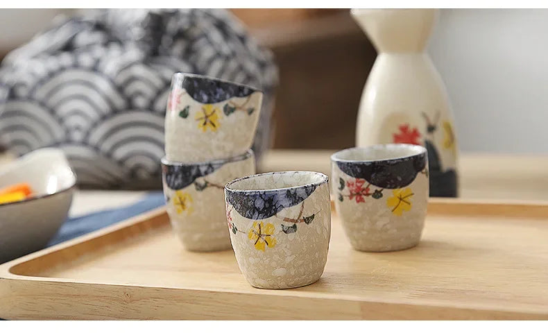 Japanese-style Ceramic Antique White Wine Cup Sake Set Home Retro Coffee Cup Wine Pot Shochu Classical Cup Teacup  Coffee Cups