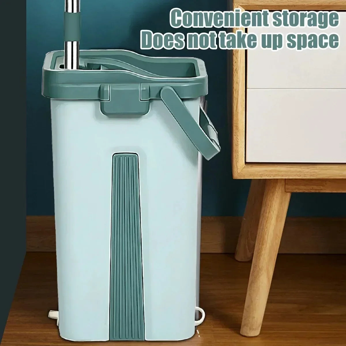 Flat Squeeze Mop with Bucket, Easy Wring, All-Purpose Floor Cleaning, Microfiber Pads, Wet or Dry,for Hardwood & Laminate Floors