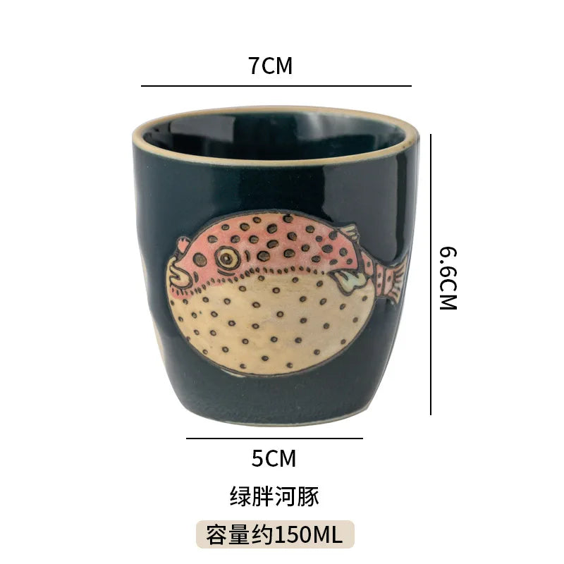 Japanese Tea Cups Cute Cartoon Cat Ceramica Cup Coffee Milk Matcha Mug Drinkware Sushi Restaurant Sake Teacups Household Kitchen