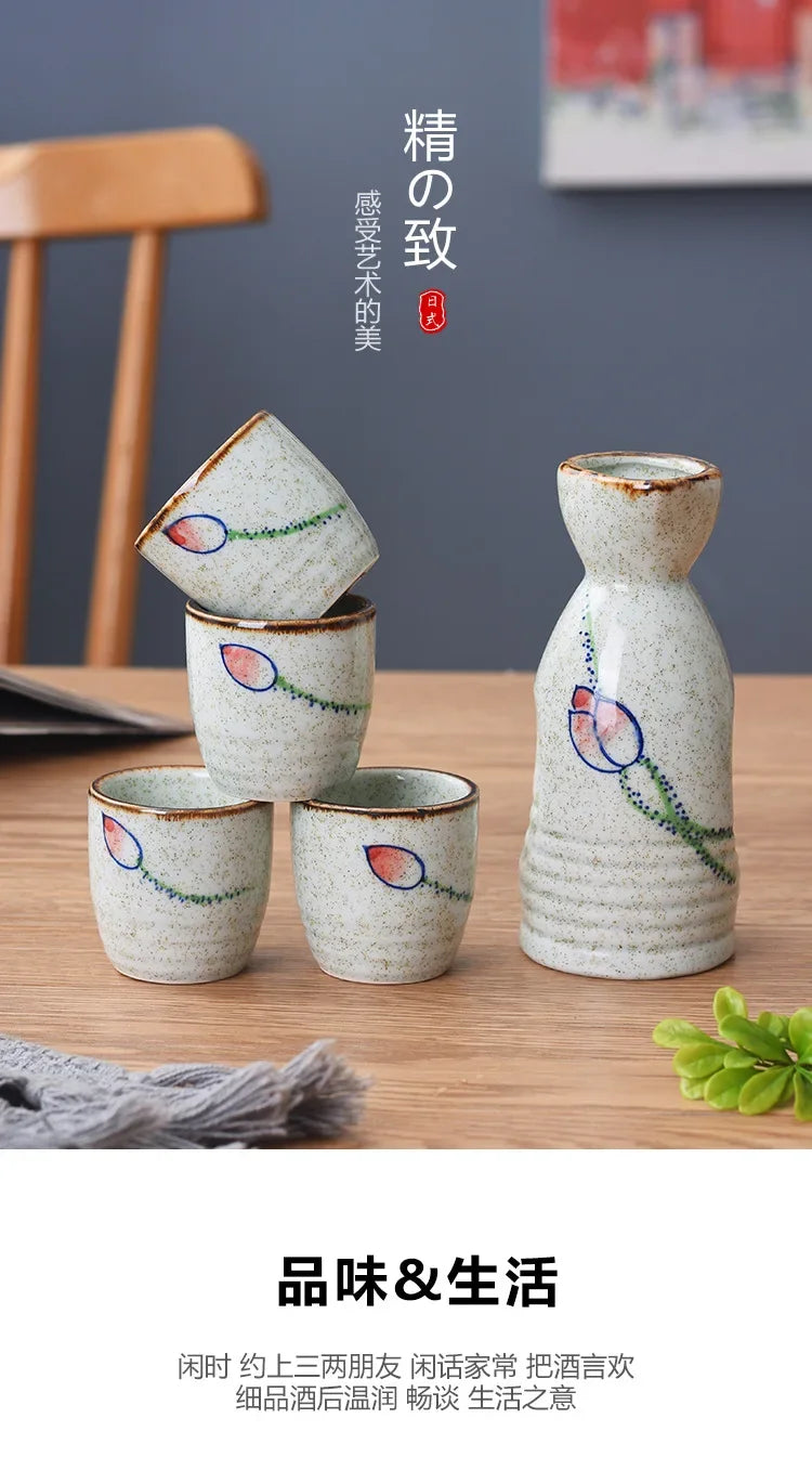Japanese-style Ceramic Antique White Wine Cup Sake Set Home Retro Coffee Cup Wine Pot Shochu Classical Cup Teacup  Coffee Cups