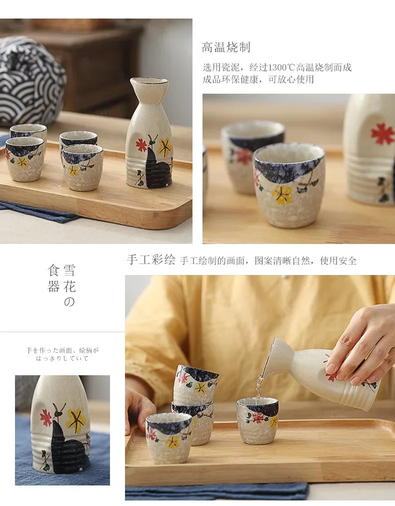 Japanese-style Ceramic Antique White Wine Cup Sake Set Home Retro Coffee Cup Wine Pot Shochu Classical Cup Teacup  Coffee Cups