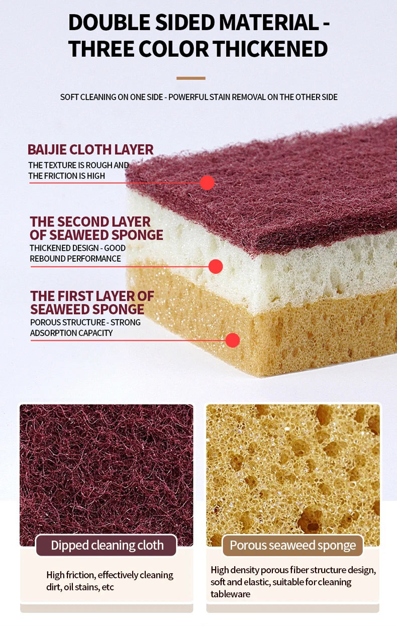 High density sponge cleaning cloth, dishwashing cloth, non greasy kitchen and catering supplies, sponge brush, pot and bowl
