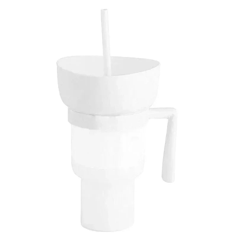 New 2 IN 1 Creative Popcorn Snack Cup Integrated Beverage Cup with Handle Portable Beverage Cup Novel Design and Many Functions