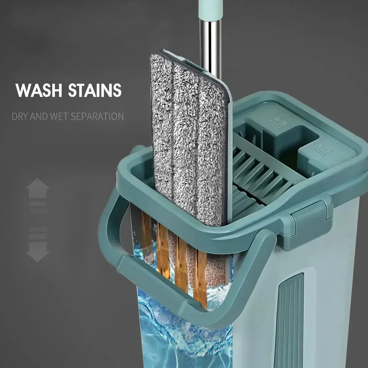 Flat Squeeze Mop with Bucket, Easy Wring, All-Purpose Floor Cleaning, Microfiber Pads, Wet or Dry,for Hardwood & Laminate Floors