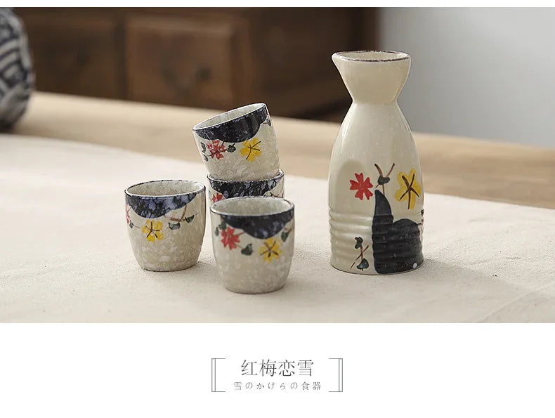 Japanese-style Ceramic Antique White Wine Cup Sake Set Home Retro Coffee Cup Wine Pot Shochu Classical Cup Teacup  Coffee Cups