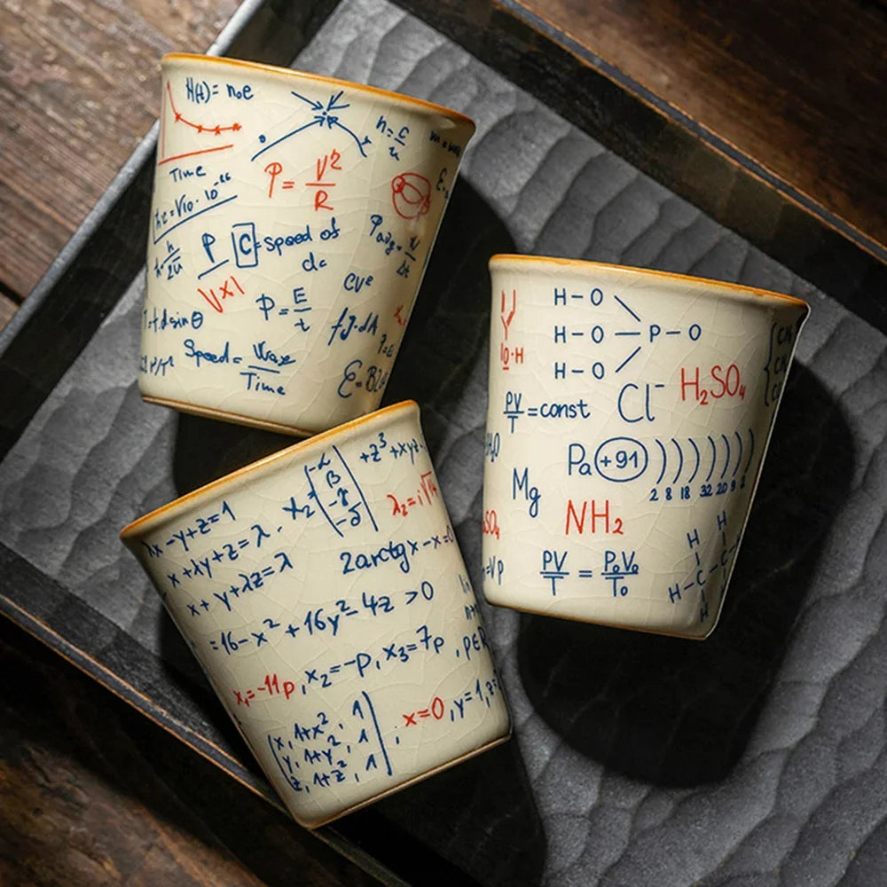 120ML Espresso Cup Mathematical Chemical Physical Formula Patterns Ceramic Tea Cup Porcelain Coffee Mug Drinkware
