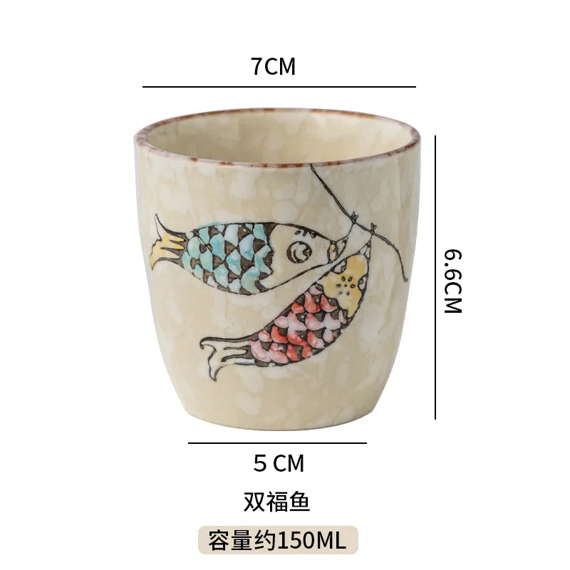 Japanese Tea Cups Cute Cartoon Cat Ceramica Cup Coffee Milk Matcha Mug Drinkware Sushi Restaurant Sake Teacups Household Kitchen