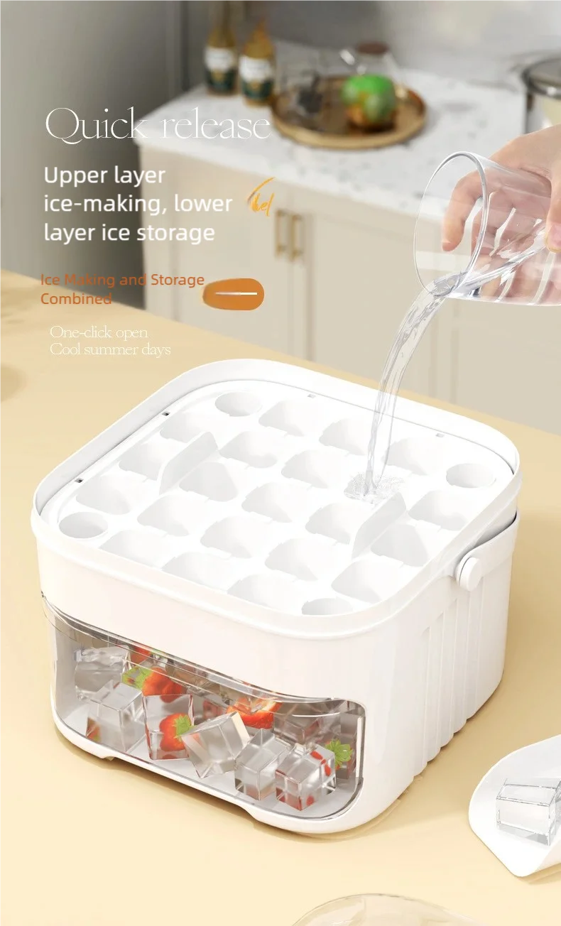 50 grid ice makerNew Large Capacity -  Household Food Grade Plastic Double-layer Ice Storage Barrel ice Ball Mold Tools sets