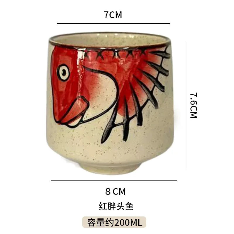 Japanese Tea Cups Cute Cartoon Cat Ceramica Cup Coffee Milk Matcha Mug Drinkware Sushi Restaurant Sake Teacups Household Kitchen