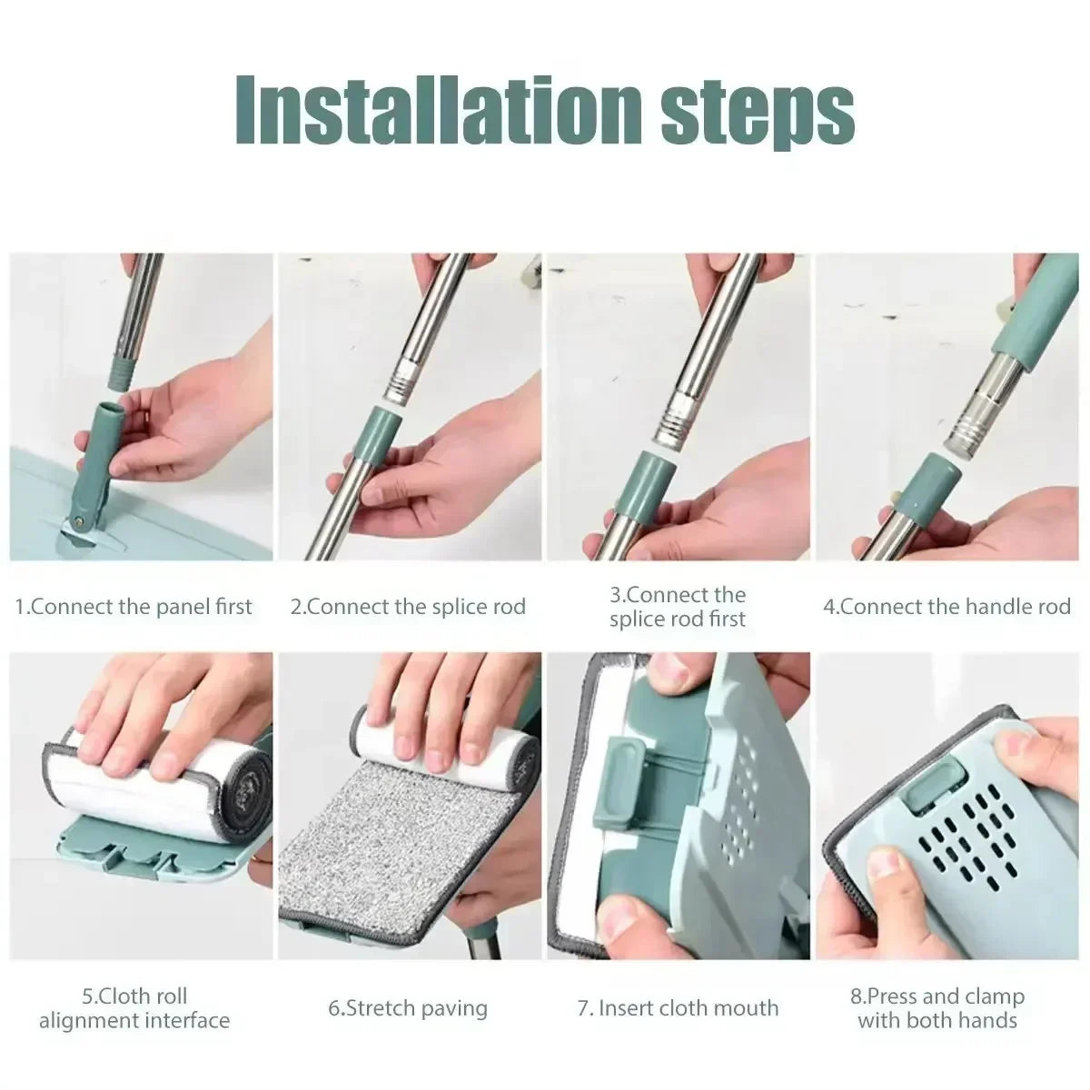 Flat Squeeze Mop with Bucket, Easy Wring, All-Purpose Floor Cleaning, Microfiber Pads, Wet or Dry,for Hardwood & Laminate Floors