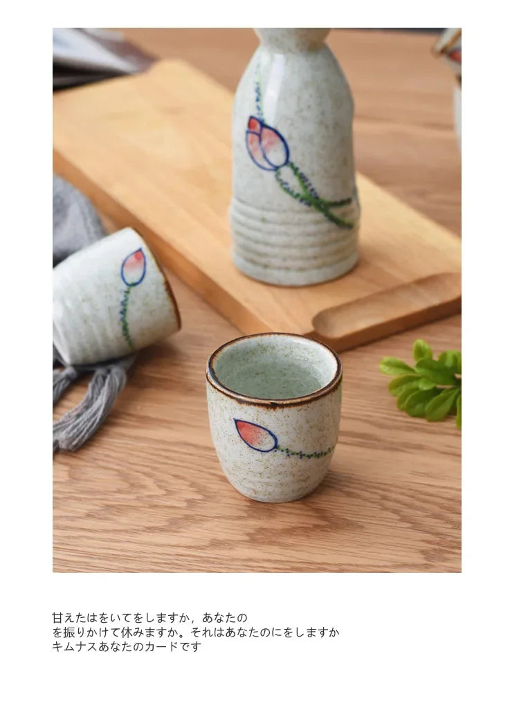 Japanese-style Ceramic Antique White Wine Cup Sake Set Home Retro Coffee Cup Wine Pot Shochu Classical Cup Teacup  Coffee Cups