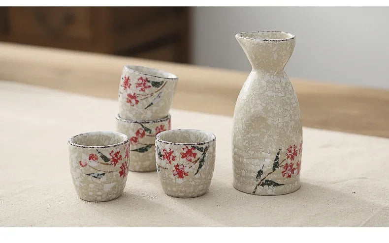 Japanese-style Ceramic Antique White Wine Cup Sake Set Home Retro Coffee Cup Wine Pot Shochu Classical Cup Teacup  Coffee Cups