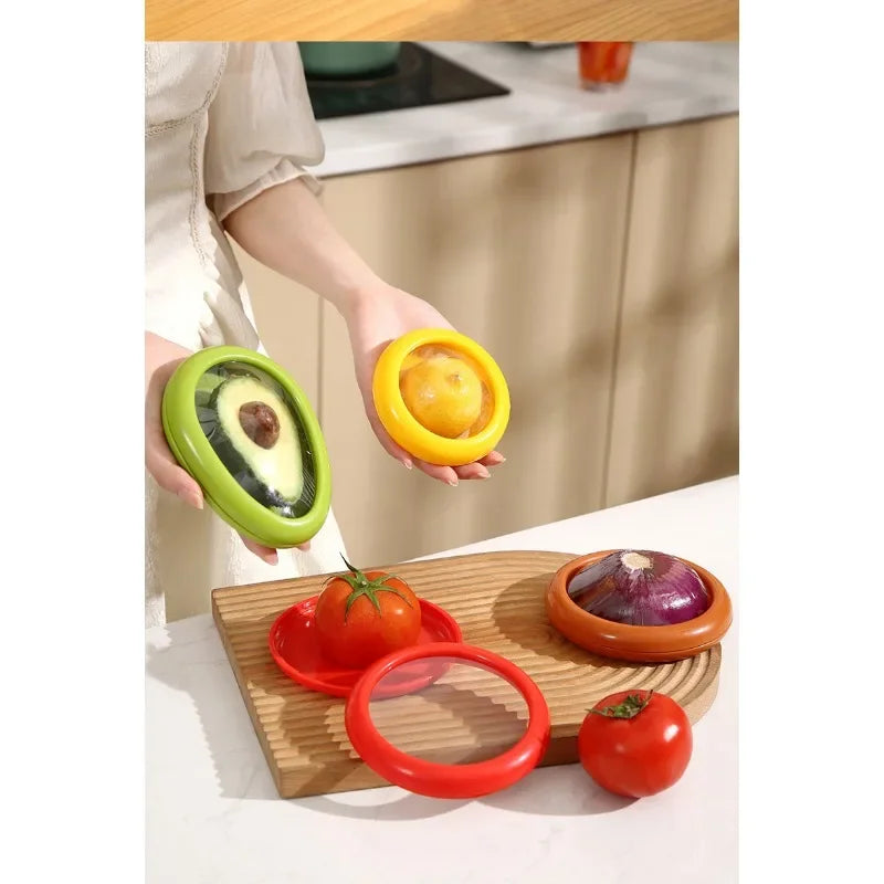 1PC/4Pcs Set Fruit Preservation Storage Box Silicone Film Food Box Sealed Mini Refrigerator for Storage Vegetable Lemon Fresh
