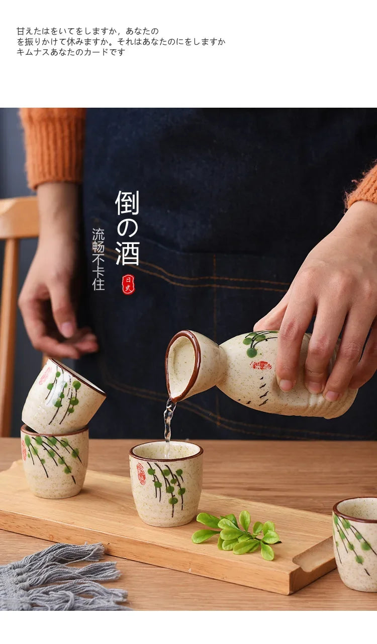 Japanese-style Ceramic Antique White Wine Cup Sake Set Home Retro Coffee Cup Wine Pot Shochu Classical Cup Teacup  Coffee Cups