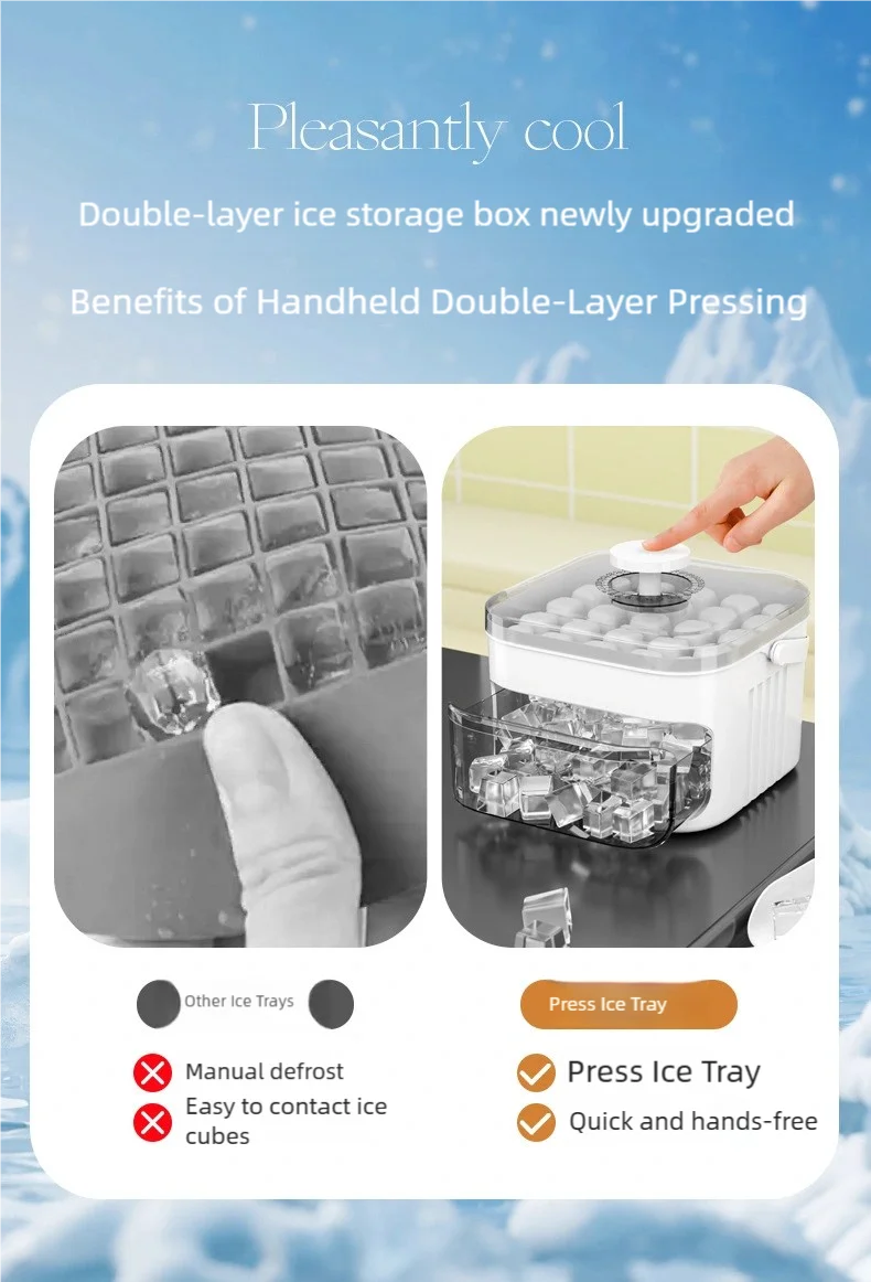 50 grid ice makerNew Large Capacity -  Household Food Grade Plastic Double-layer Ice Storage Barrel ice Ball Mold Tools sets