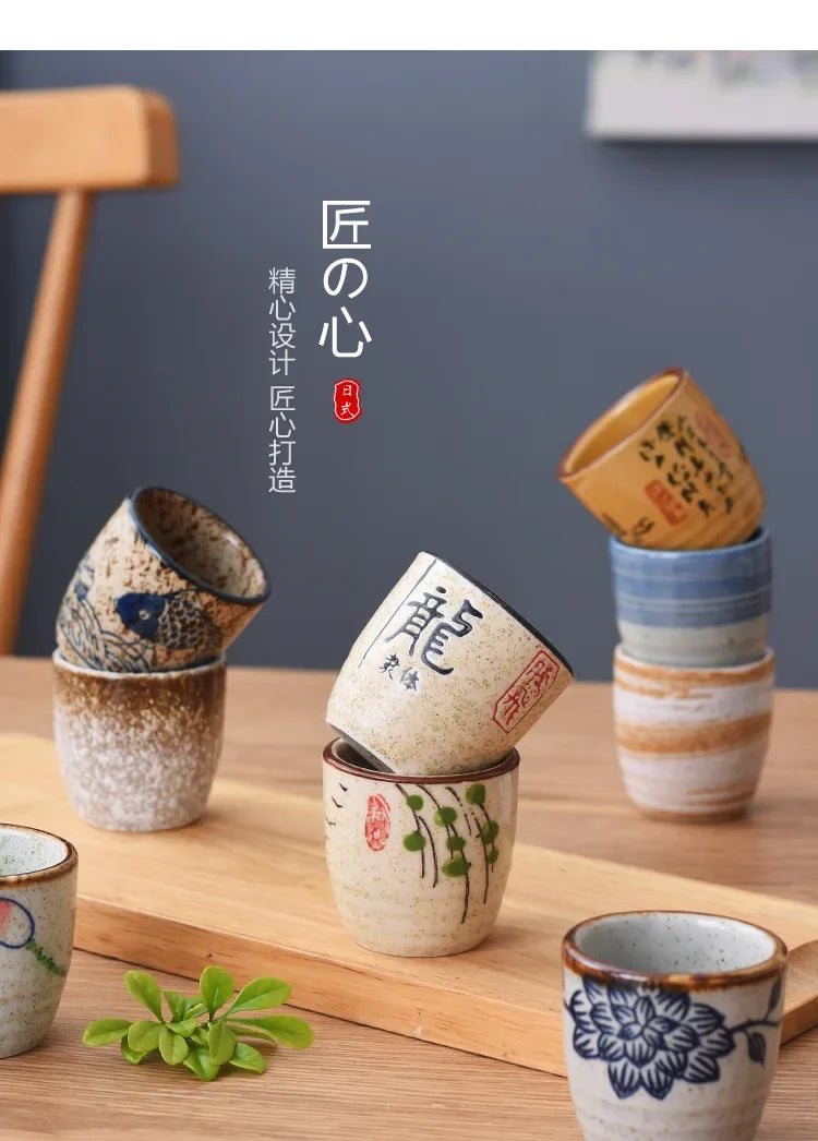 Japanese-style Ceramic Antique White Wine Cup Sake Set Home Retro Coffee Cup Wine Pot Shochu Classical Cup Teacup  Coffee Cups