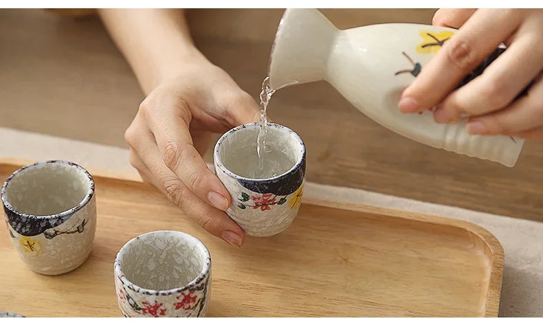 Japanese-style Ceramic Antique White Wine Cup Sake Set Home Retro Coffee Cup Wine Pot Shochu Classical Cup Teacup  Coffee Cups