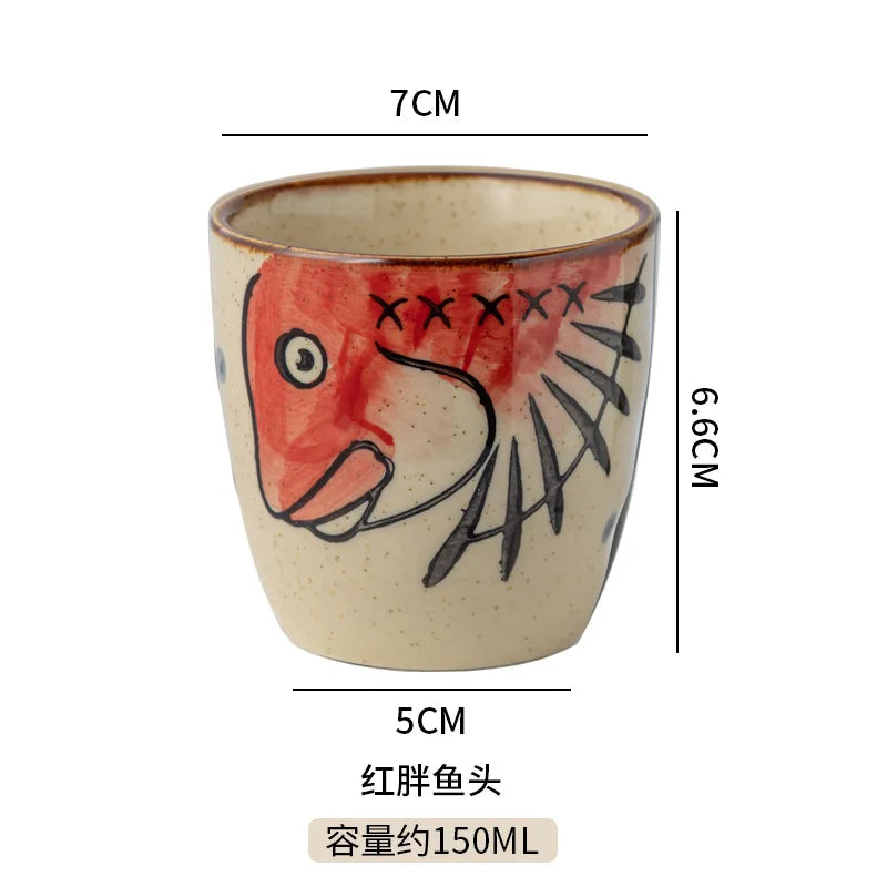 Japanese Tea Cups Cute Cartoon Cat Ceramica Cup Coffee Milk Matcha Mug Drinkware Sushi Restaurant Sake Teacups Household Kitchen