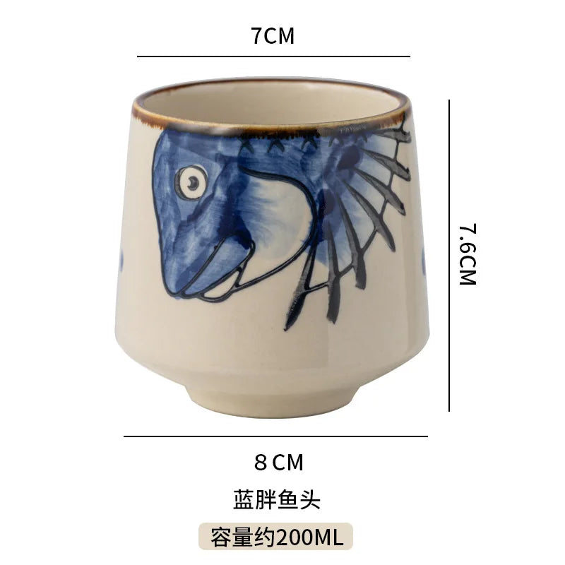Japanese Tea Cups Cute Cartoon Cat Ceramica Cup Coffee Milk Matcha Mug Drinkware Sushi Restaurant Sake Teacups Household Kitchen
