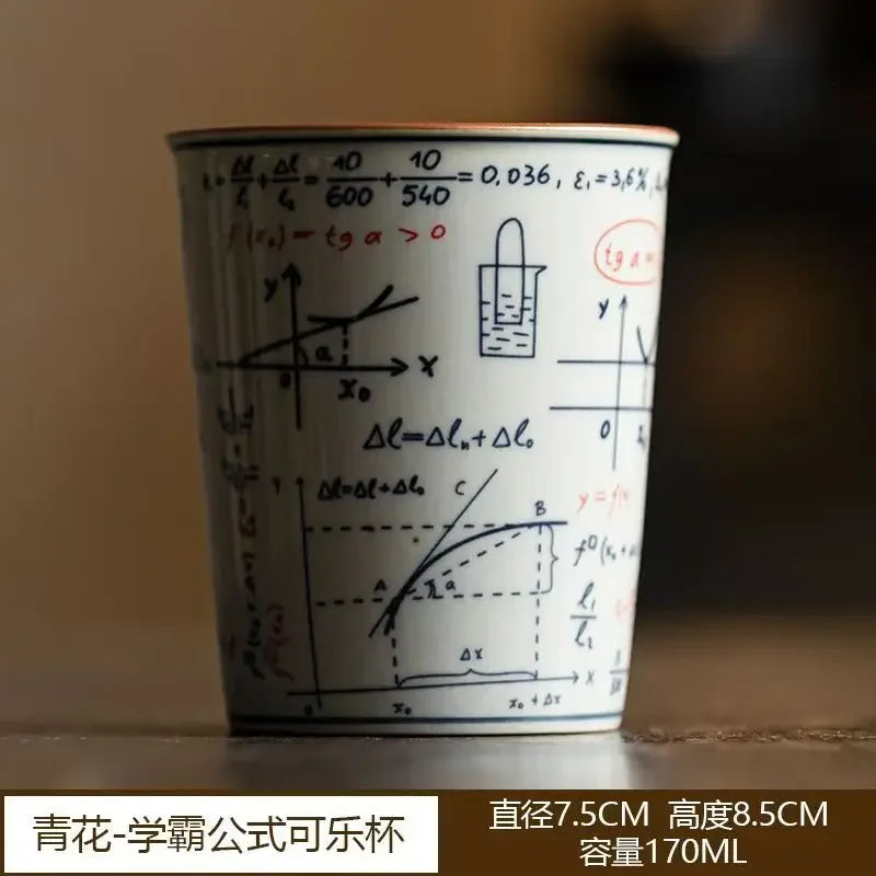 120ML Espresso Cup Mathematical Chemical Physical Formula Patterns Ceramic Tea Cup Porcelain Coffee Mug Drinkware