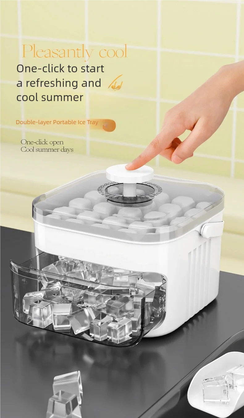 50 grid ice makerNew Large Capacity -  Household Food Grade Plastic Double-layer Ice Storage Barrel ice Ball Mold Tools sets