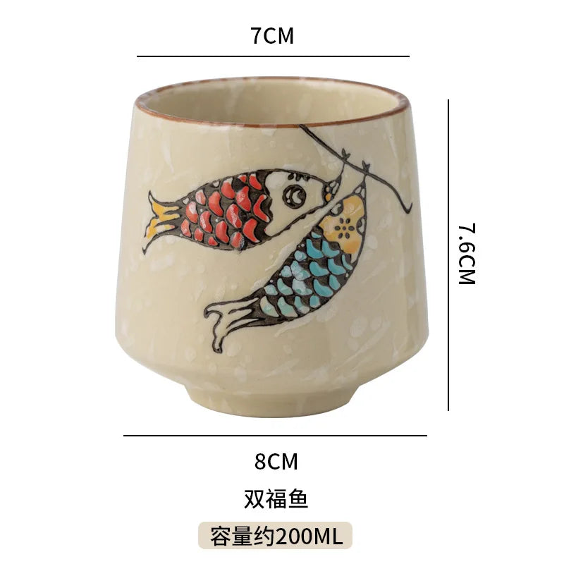 Japanese Tea Cups Cute Cartoon Cat Ceramica Cup Coffee Milk Matcha Mug Drinkware Sushi Restaurant Sake Teacups Household Kitchen