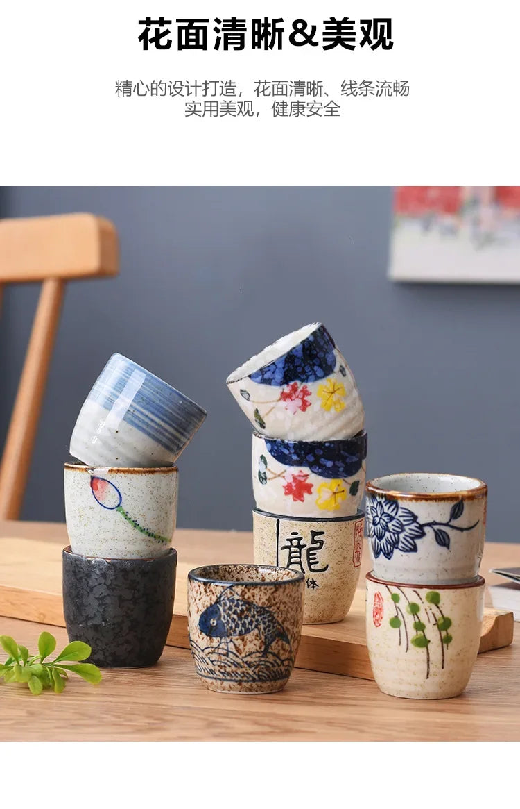 Japanese-style Ceramic Antique White Wine Cup Sake Set Home Retro Coffee Cup Wine Pot Shochu Classical Cup Teacup  Coffee Cups