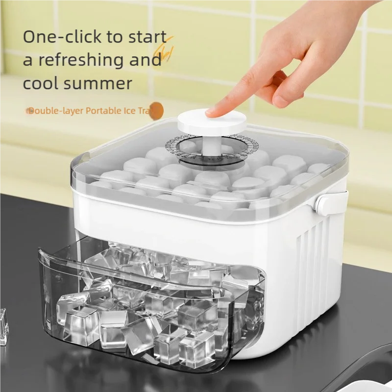 50 grid ice makerNew Large Capacity -  Household Food Grade Plastic Double-layer Ice Storage Barrel ice Ball Mold Tools sets